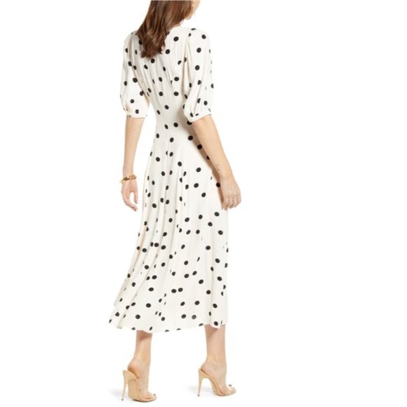 Something Navy | Polka Dot Printed Dress Puff Slv - Picture 3 of 8